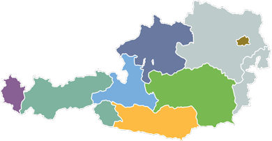 Map of austria colored by ÖBB Verbundintegration mobile app colors