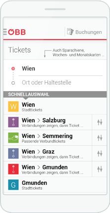 ÖBB Verbundintegration Phone Startscreen